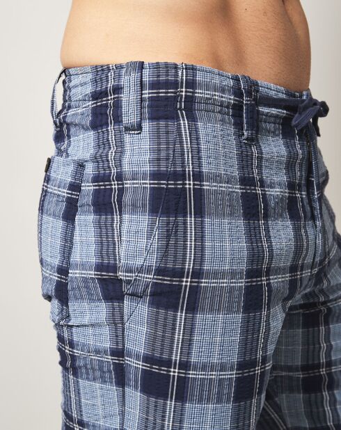 Bersblauw/marineblauwe geruite short