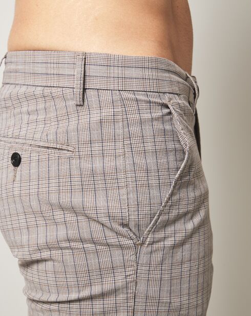 Pantalones cortos Bobby marrón/azul a cuadros