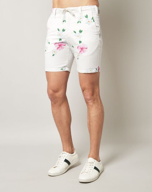 Weiße/mehrfarbige Shorts mit Beerenblumendruck