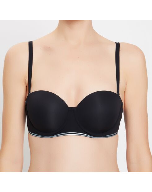 Haut de maillot de bain bandeau Line noir/argenté