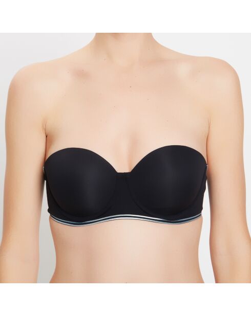 Haut de maillot de bain bandeau Line noir/argenté