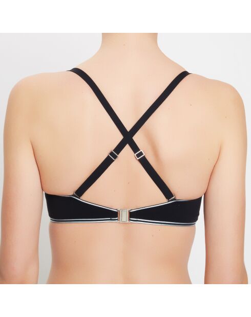 Haut de maillot de bain bandeau Line noir/argenté