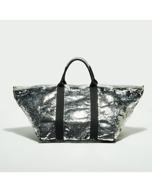 Sac cabas Joy en Cuir argenté - 64x35x30.5 cm