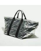 Sac cabas Joy en Cuir argenté - 64x35x30.5 cm