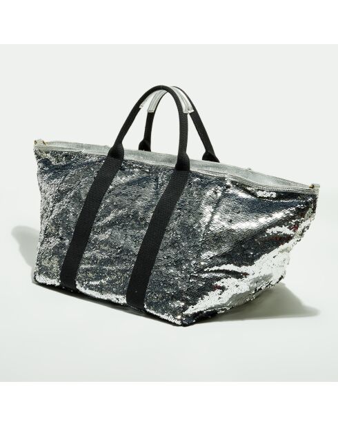 Sac cabas Joy en Cuir argenté - 64x35x30.5 cm