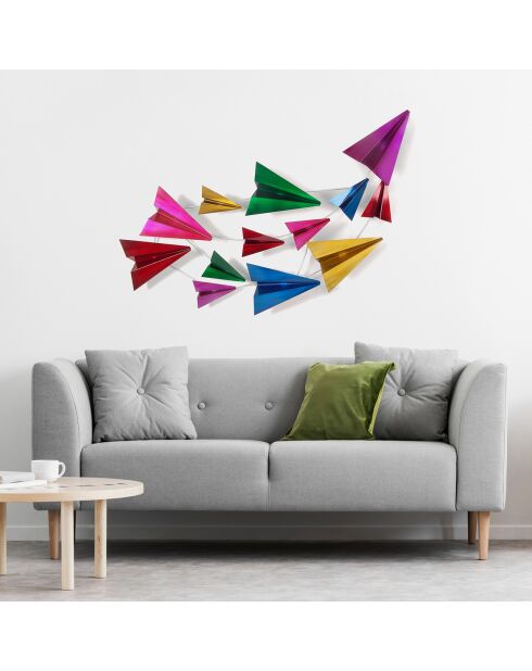 Sculpture murale d'Avions en Papier muticolore - 61x121 cm