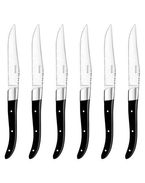 6 Couteaux à steak Curv en acier noirs