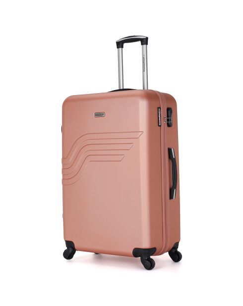 Valise Long Séjour 4 roues simples Queens 75 cm rose doré