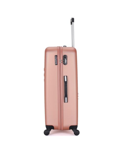 Valise Long Séjour 4 roues simples Queens 75 cm rose doré