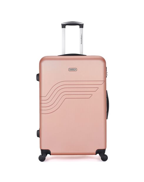 Valise Moyen Séjour 4 roues simples Queens 65 cm rose doré