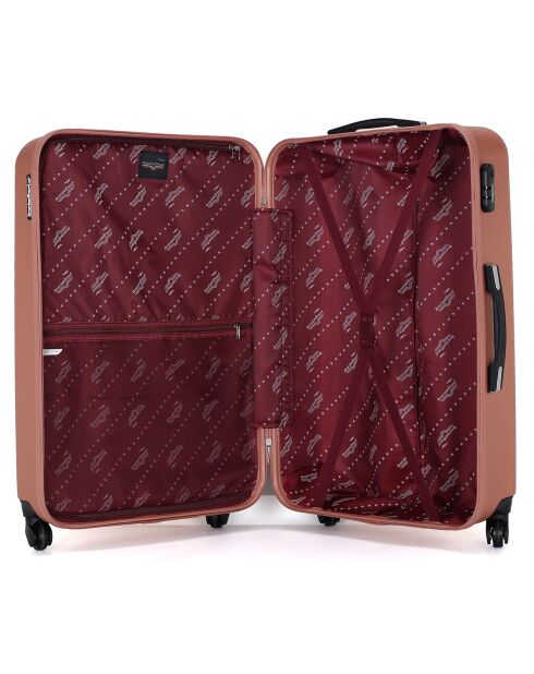 Valise Moyen Séjour 4 roues simples Queens 65 cm rose doré