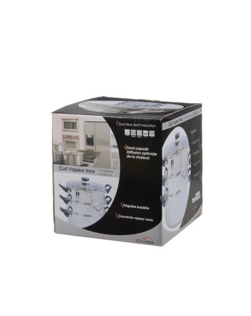 Inductiestoom van roestvrij staal met 3 niveaus - d.24 cm