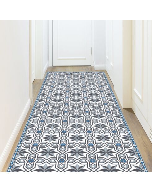 Tapis vinyle Gisele bleu - 80x300 cm