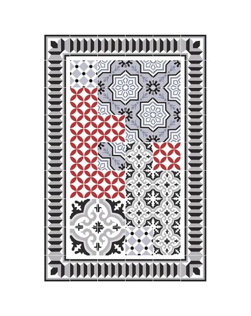 Tappeto vinilico Scarlett 1 rosso/grigio - 66x100 cm