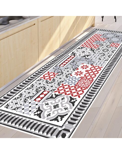 Tappeto vinilico Scarlett 1 rosso/grigio - 66x100 cm