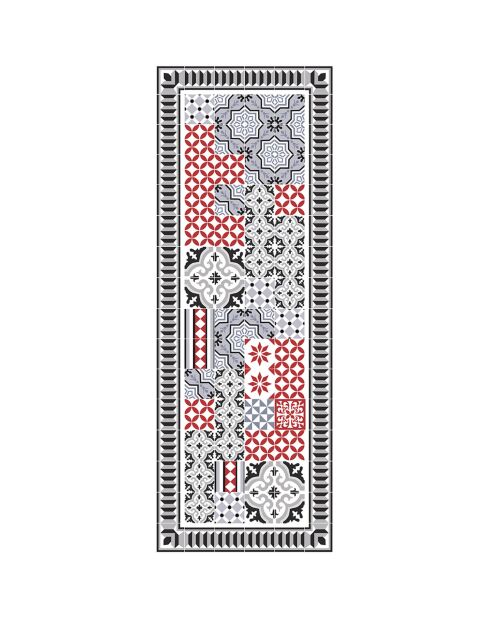 Tappeto in vinile Scarlett 1 rosso/grigio - 66x180 cm