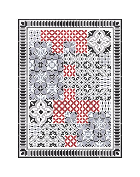 Tapis vinyle Scarlett 1 rouge/gris - 100x133 cm