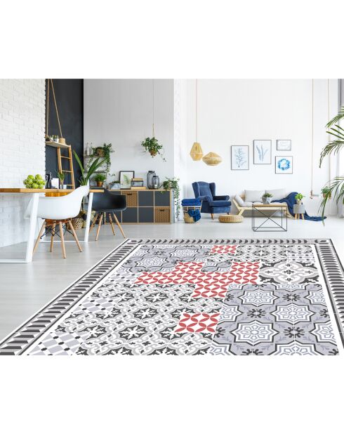 Tapis vinyle Scarlett 1 rouge/gris - 100x133 cm