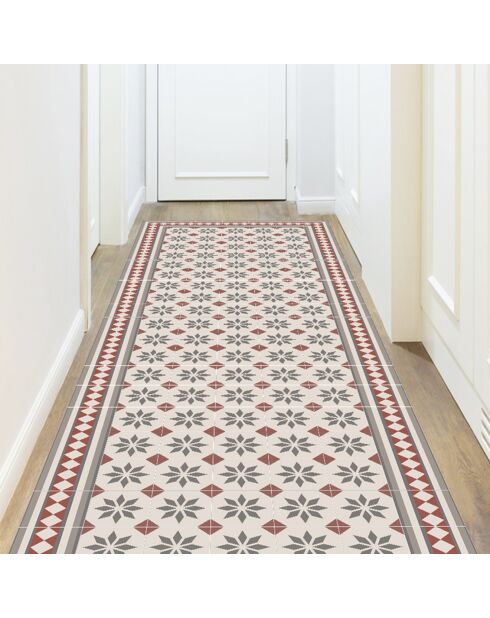 Tapis vinyle Jolie gris/rouge - 66x250 cm