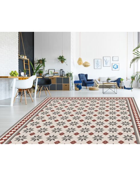 Tapis vinyle Jolie gris/rouge - 100x133 cm