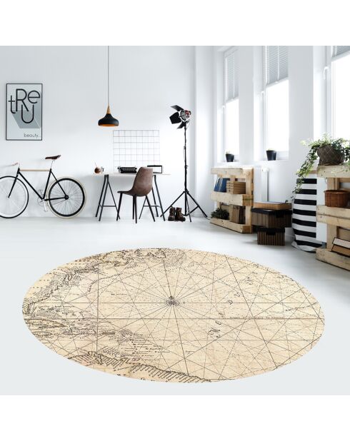 Tapis vinyle Victor beige/noir - D.100 cm