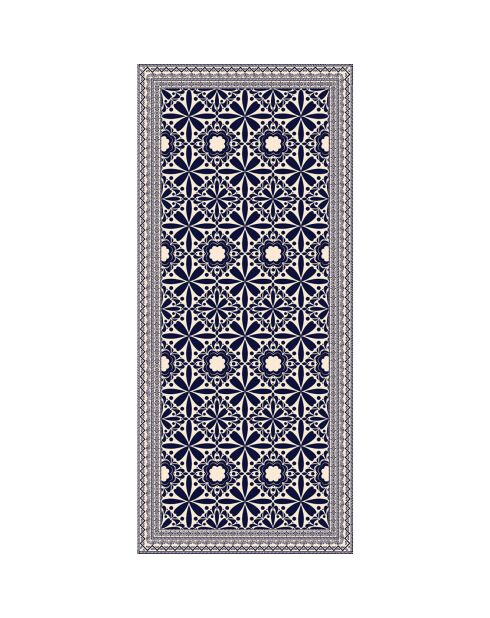 Tapis vinyle Odette beige/bleu - 66x150 cm