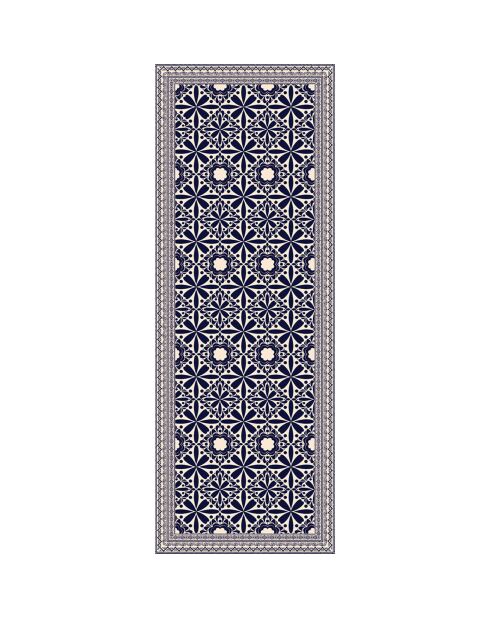 Tapis vinyle Odette beige/bleu - 66x180 cm