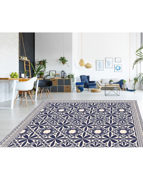 Tapis vinyle Odette beige/bleu - 100x133 cm