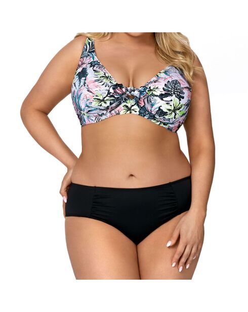 Gina schwarzer 2-teiliger Badeanzug mit Blumenmuster