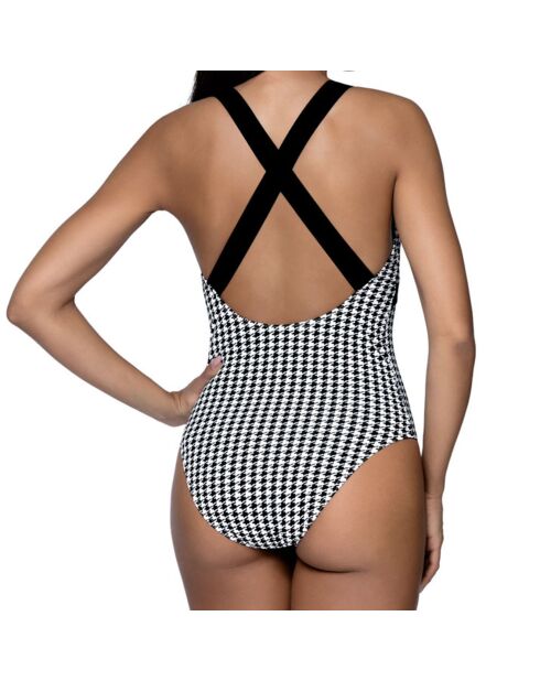 Maillot de Bain 1 Pièce Madrid imprimé noir/blanc