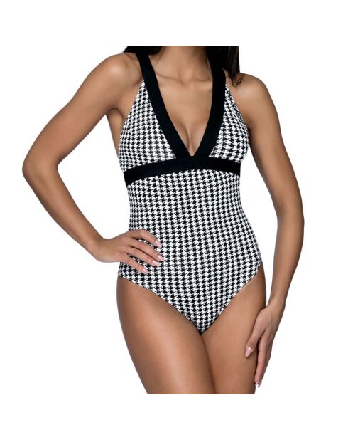 Maillot de Bain 1 Pièce Madrid imprimé noir/blanc