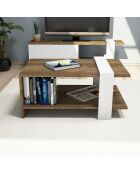 Table Basse Gaye noyer/blanc - 80x50x35 cm