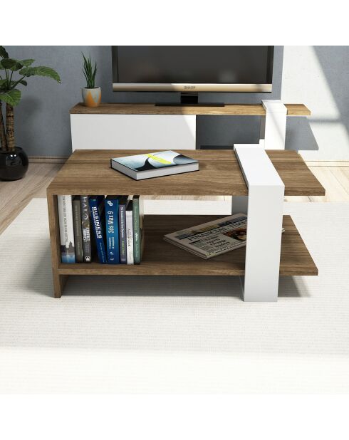 Table Basse Gaye noyer/blanc - 80x50x35 cm