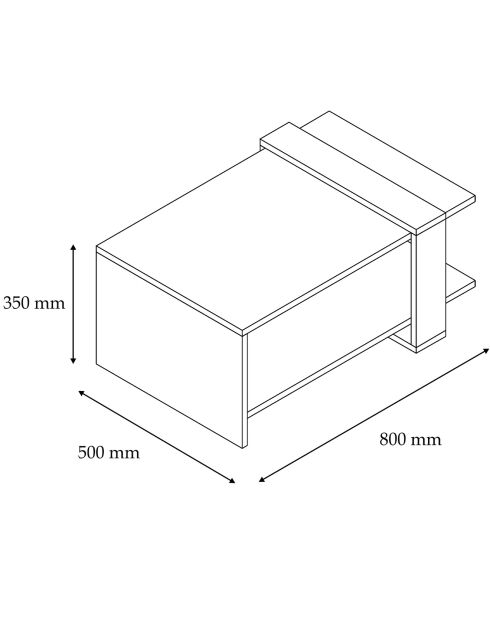 Table Basse Gaye noyer/blanc - 80x50x35 cm