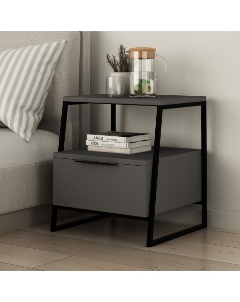 Comodino Pal antracite - 63x46x17 cm