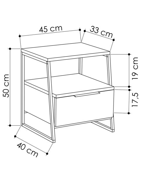Nachttisch Pal Anthrazit - 63x46x17 cm