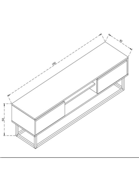 Meuble TV Zoria noir/pin - 180x40x50 cm