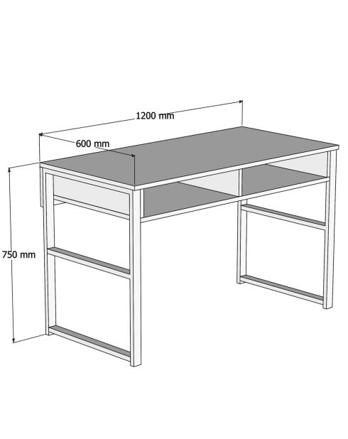 Bureau Nove noyer/gris/noir - 120x75x60 cm