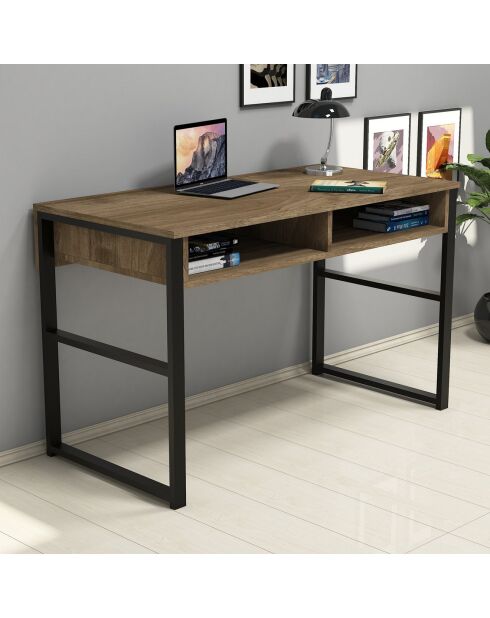 Bureau Nove noyer/gris/noir - 120x75x60 cm