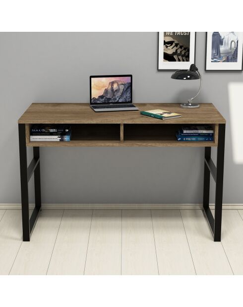Bureau Nove noyer/gris/noir - 120x75x60 cm