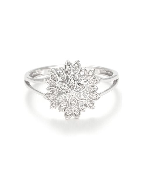 Anello con diamante Eigrette in oro bianco 0,072 ct