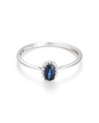 Prächtiger Saphirring 0,3 ct Diamant 0,04 ct Weißgold