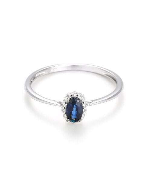 Prächtiger Saphirring 0,3 ct Diamant 0,04 ct Weißgold
