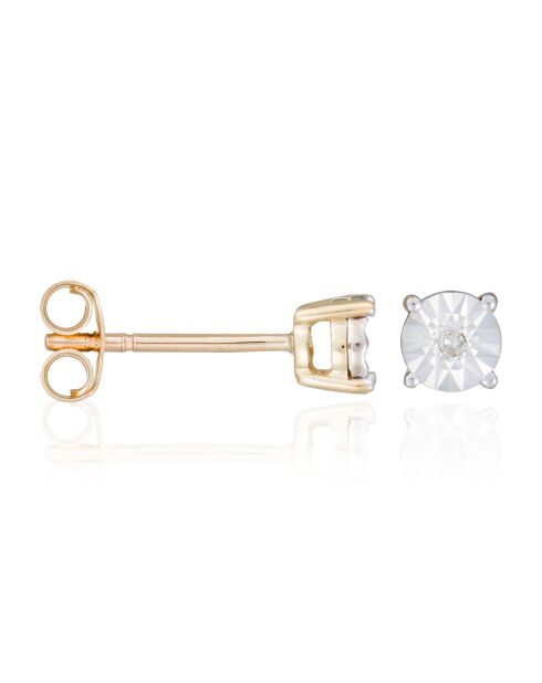Boucle d'Oreilles Puce Grande Illusion Diamant 0.01 ct or jaune