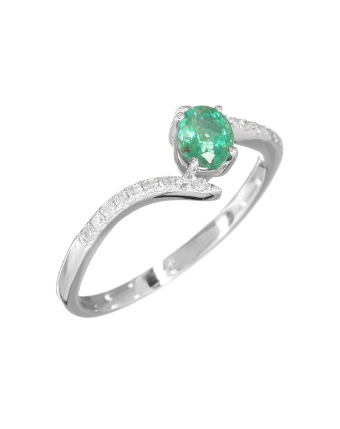 Bague Belle émeraude Diamants 0.09 ct Emeraude 0.35 ct or blanc