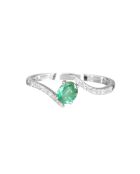 Bague Belle émeraude Diamants 0.09 ct Emeraude 0.35 ct or blanc