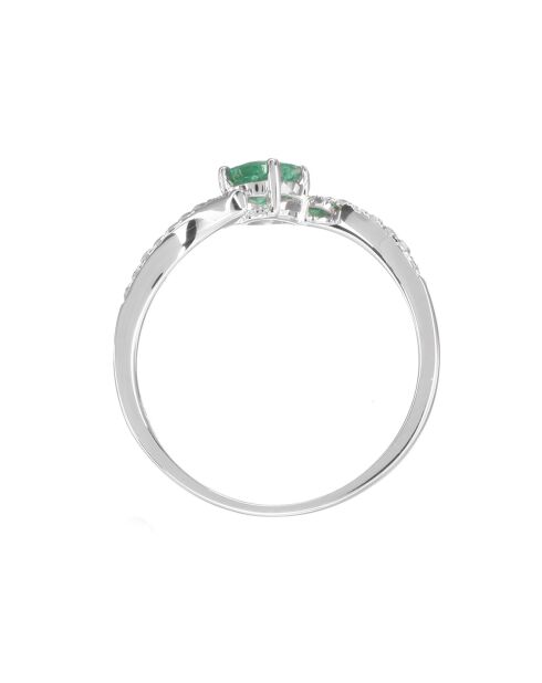 Bague Belle émeraude Diamants 0.09 ct Emeraude 0.35 ct or blanc