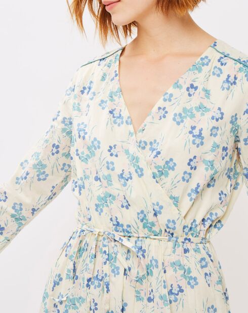 Robe Lean à fleurs jade