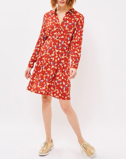 Robe Celia imprimé floral carmin