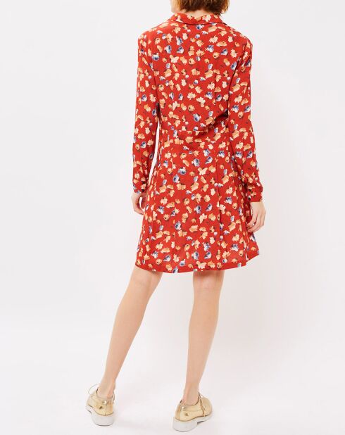 Robe Celia imprimé floral carmin